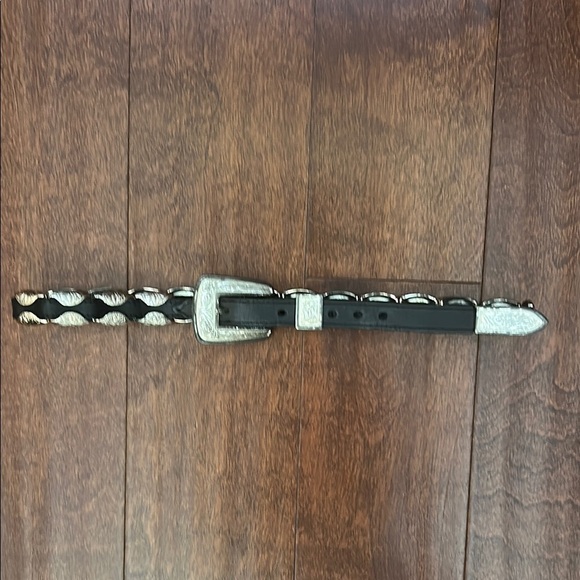 Vintage Justin Concho Brown Leather and Silver Western Belt, Removable Buckle - Picture 1 of 16
